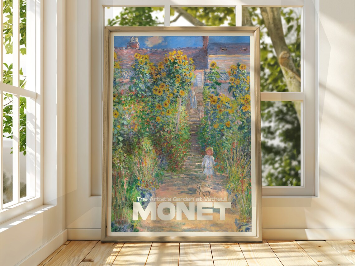 Claude Monet The Artists Garden at Vetheuil Sunflowers Impressionist Poster