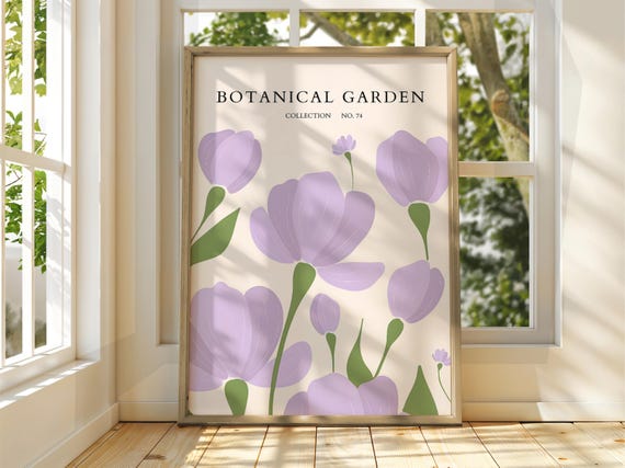 Botanical Garden Poster Exhibition Gallery Print Flower Market Wall Art Floral Pastel Flowers Botanic