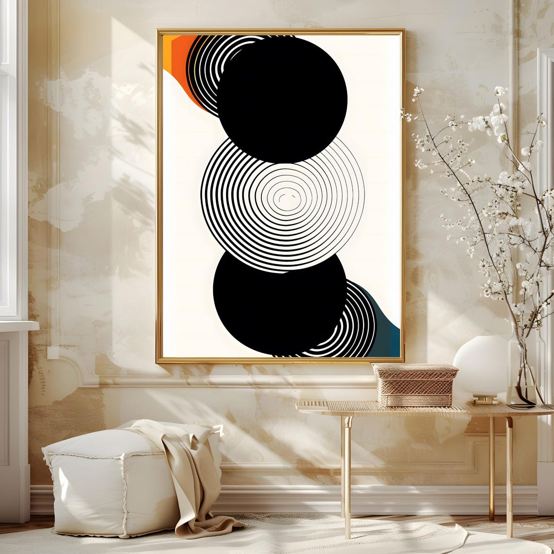 Mid Century Modern Wall Art Neutral Geometric Shapes Art Boho Art Print Abstract Art Print Black Beige Minimal Print - Image 4