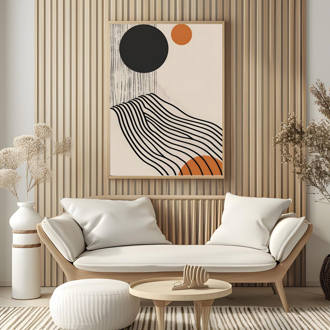 Mid Century Modern Wall Art Abstract Wall Decor Art Print Minimal Black And White Art Print Boho Art Neutral Geometric Shapes Wall Art - Image 4