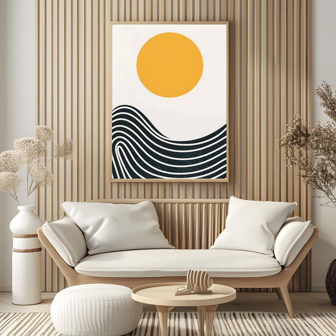 Mid Century Modern Wall Art Abstract Wall Decor Art Print Minimal Black And White Art Print Boho Art Neutral Geometric Shapes Wall Art - Image 4