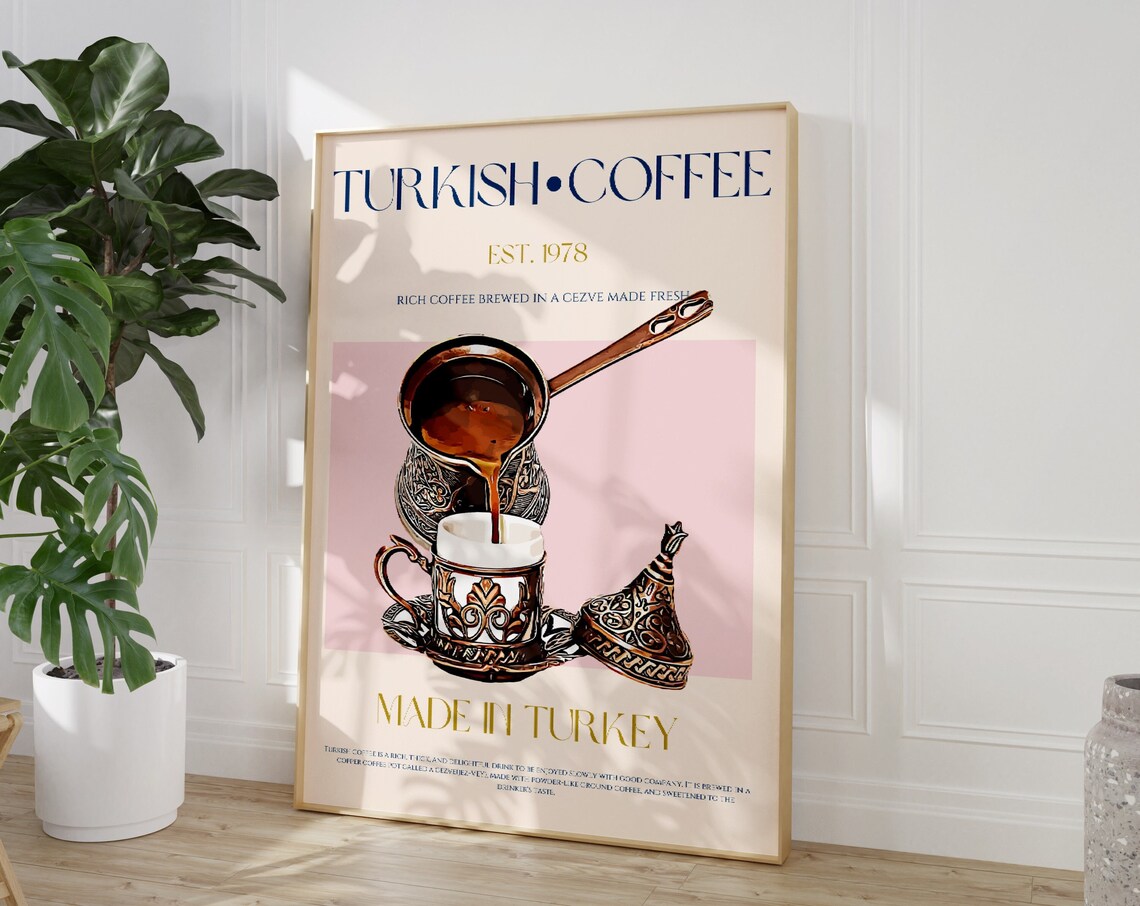 Turkish Coffee Art Print, Mid Century Retro Poster