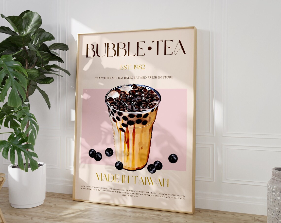 Bubble Tea Retro Exhibition Poster Art Print