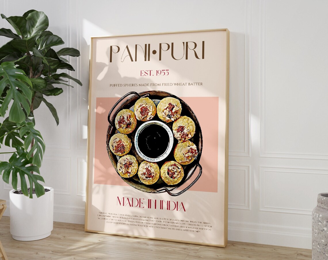 Pani Puri Indian Street Food Mid Century Exhibition Art Poster