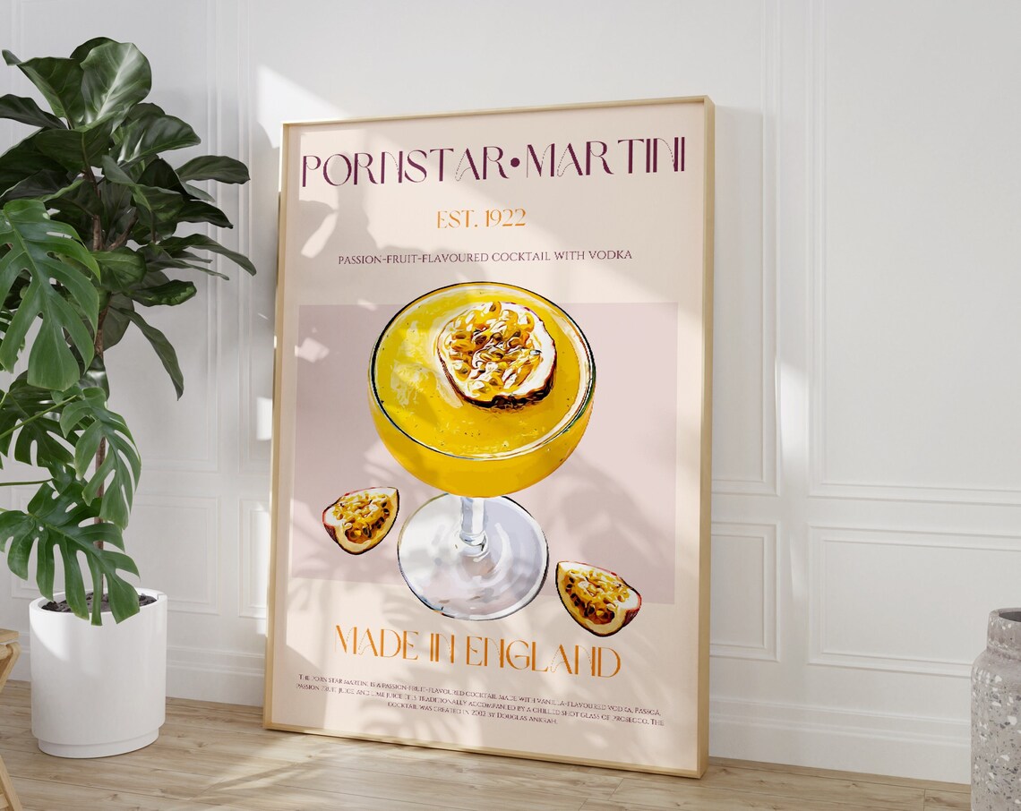 Pornstar Martini Cocktail Recipe Passion Fruit Bar Art Poster