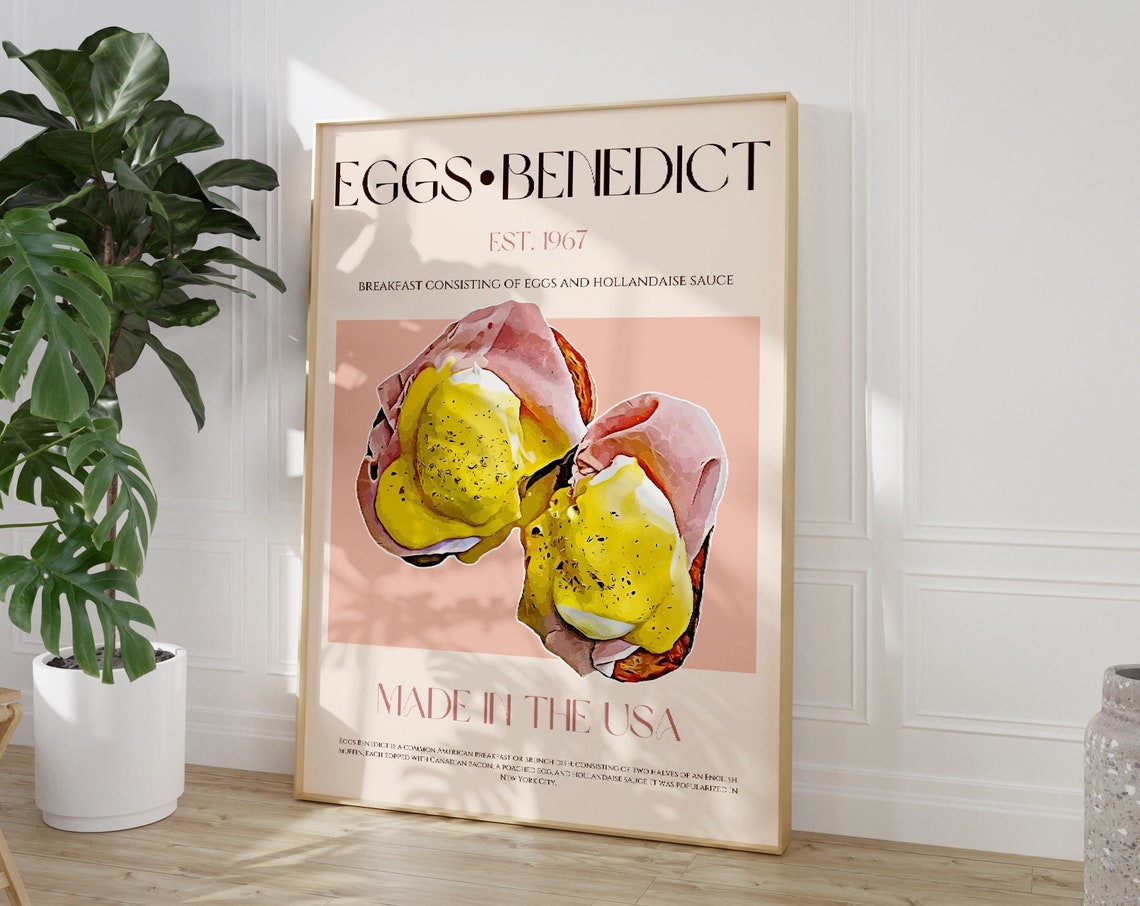 Eggs Benedict Est 1967 American Brunch Classic Kitchen Food Poster