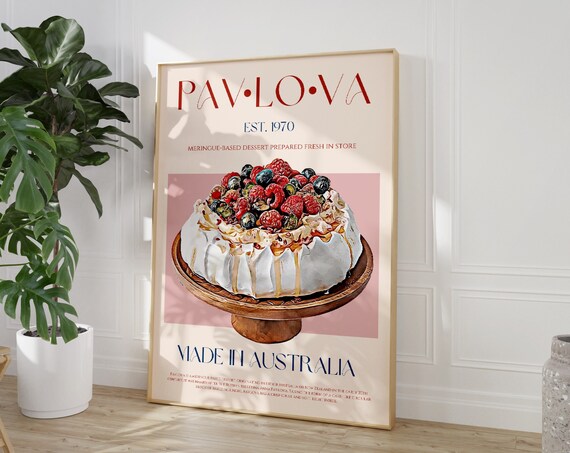 Pavlova Print Large Art Mid Century Modern Exhibition Poster Retro Wall Food Kitchen