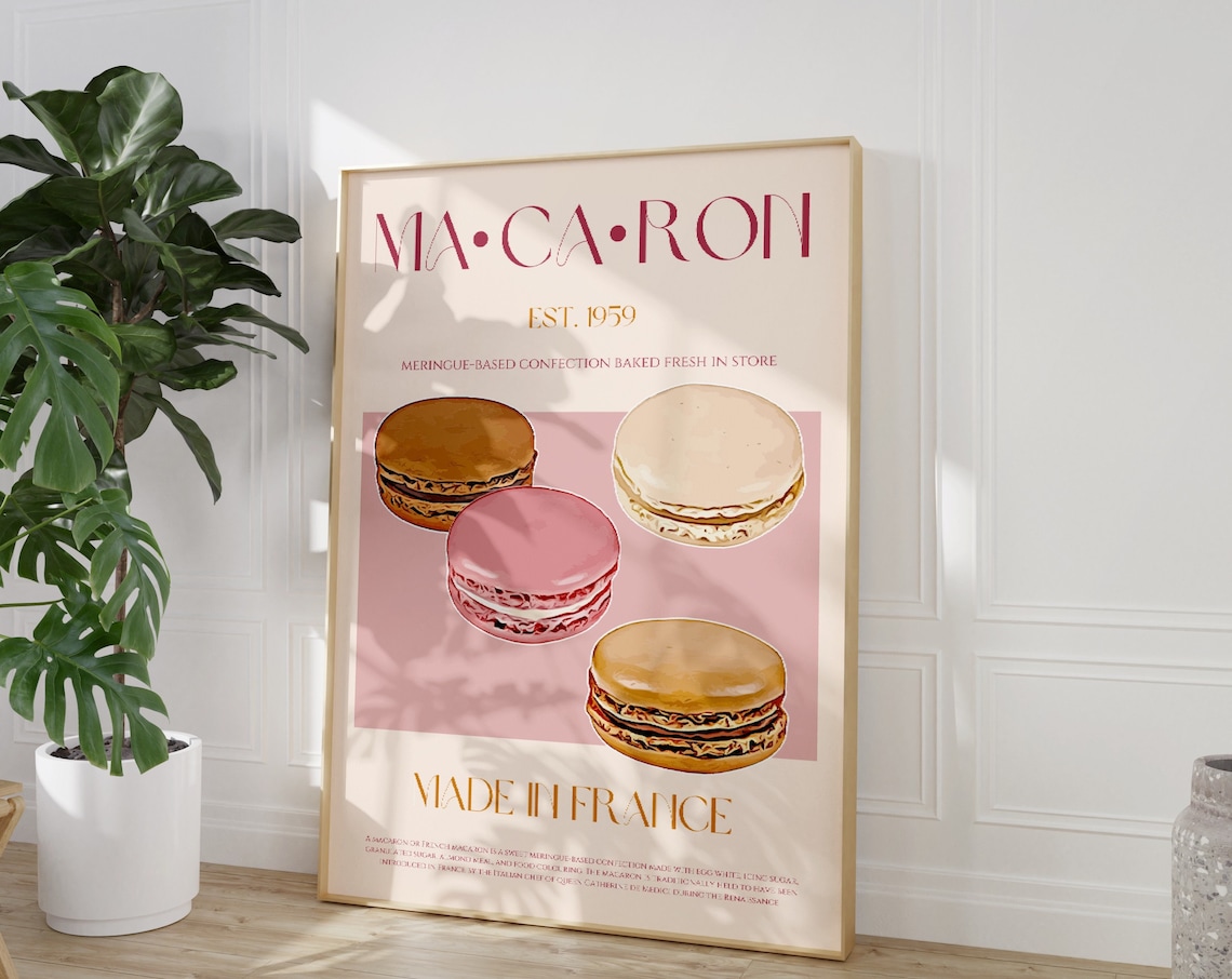 Macaron Exhibition Poster, Mid-Century Kitchen Print