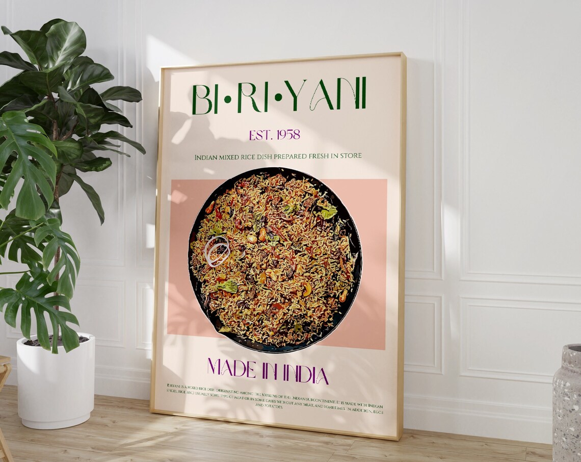 Biriyani Print, Mid Century Modern Kitchen Poster