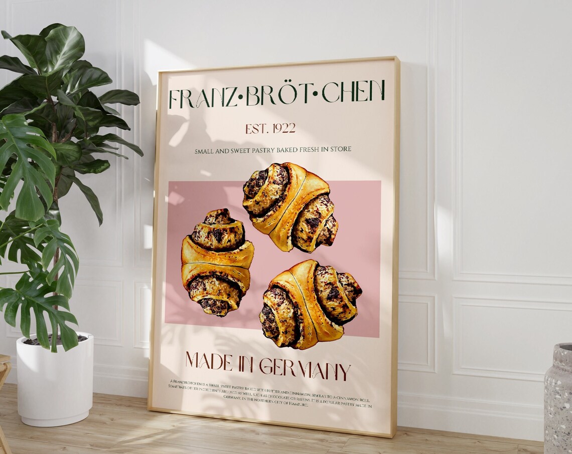 Franzbroetchen Pastry Est 1922 German Bakery Vintage Kitchen Poster