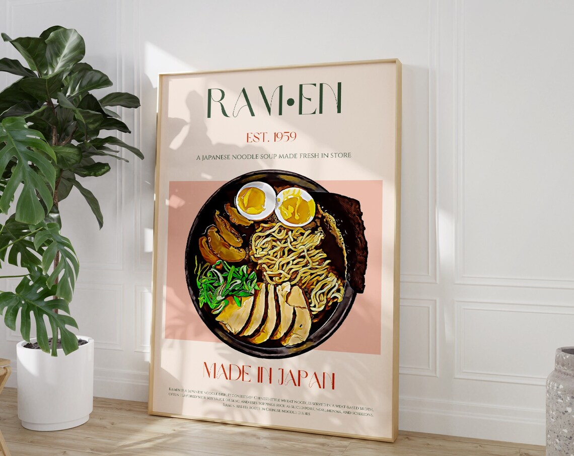 Ramen Retro Food Print, Japanese Mid-Century Modern Art