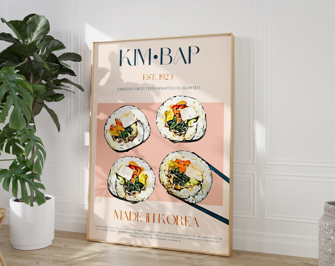 Kimbap Print, Mid-Century Modern Vintage Poster