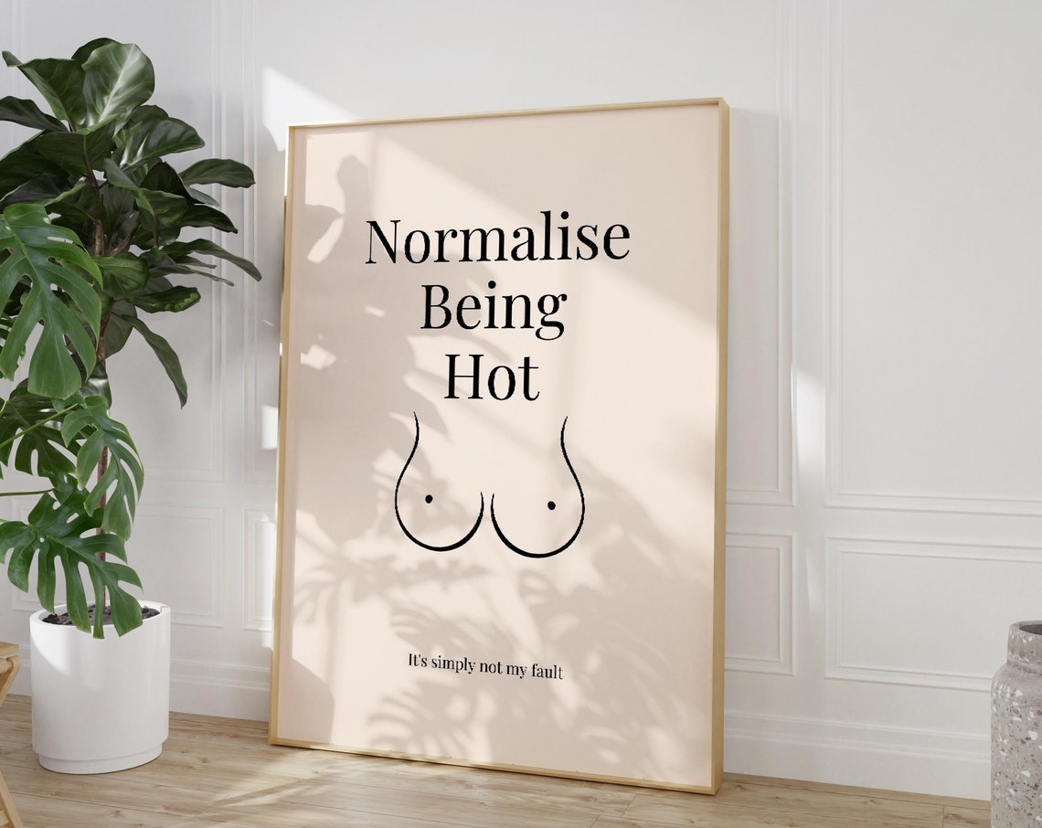 Normalise Being Hot Body Positive Feminist Typography Quote Wall Art