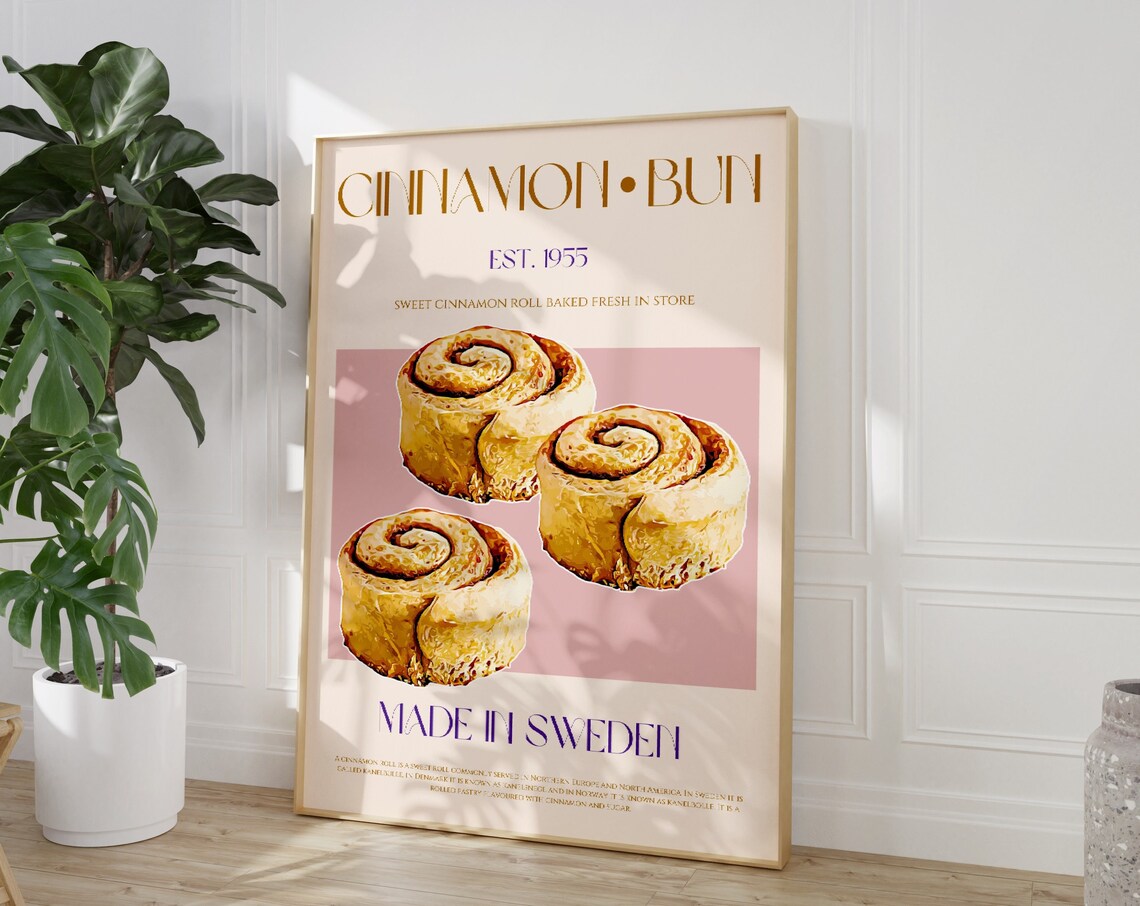 Cinnamon Bun Poster Print, Modern Kitchen Decor