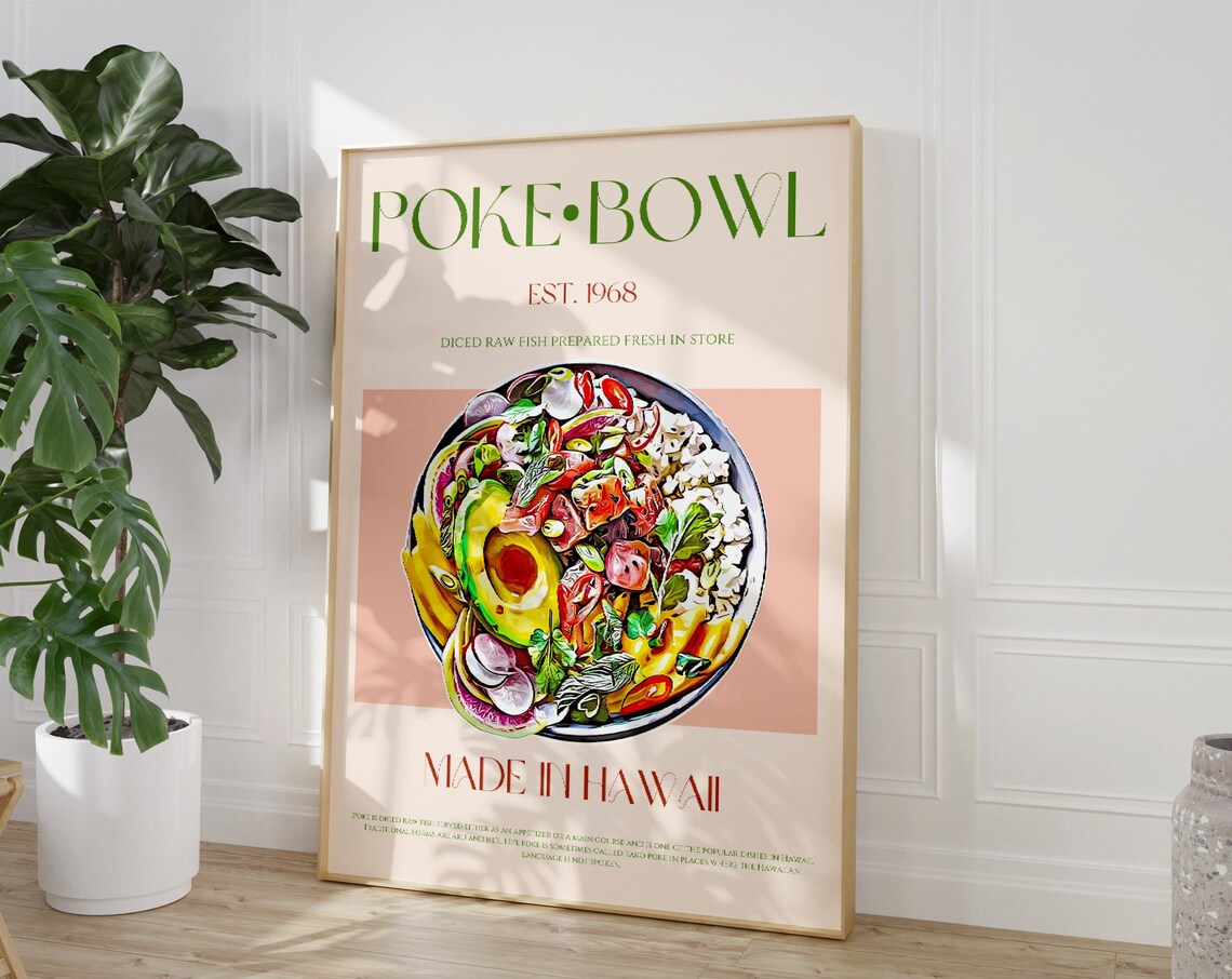 Poke Bowl Retro Mid-Century Modern Art Print
