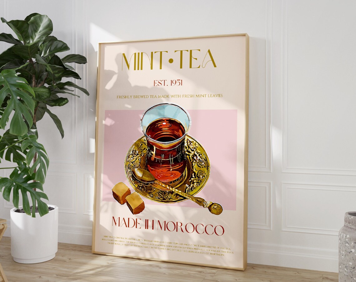 Mint Tea Print, Retro Moroccan Kitchen Poster
