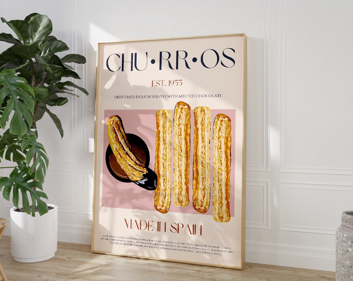 Churros Food Print, Modern Spanish Kitchen Decor