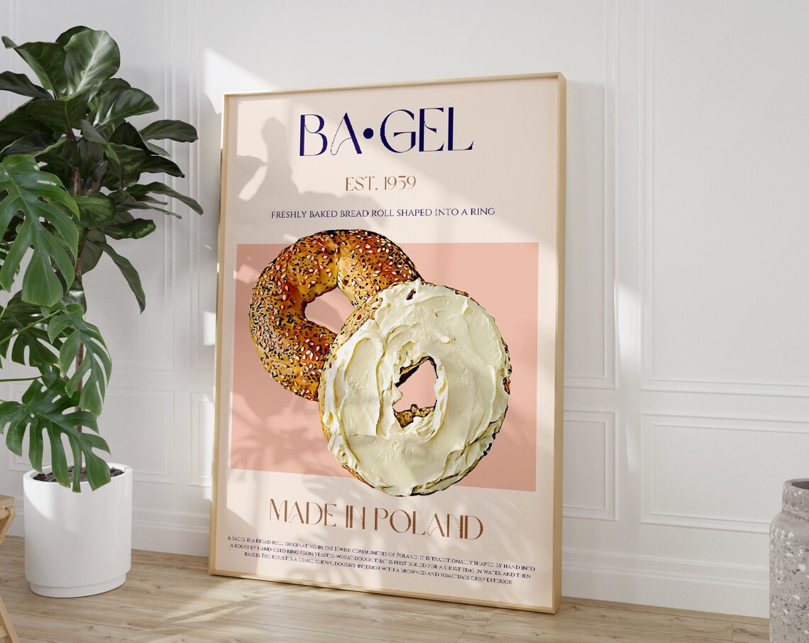 Bagel Print, Mid-Century Modern Retro Poster