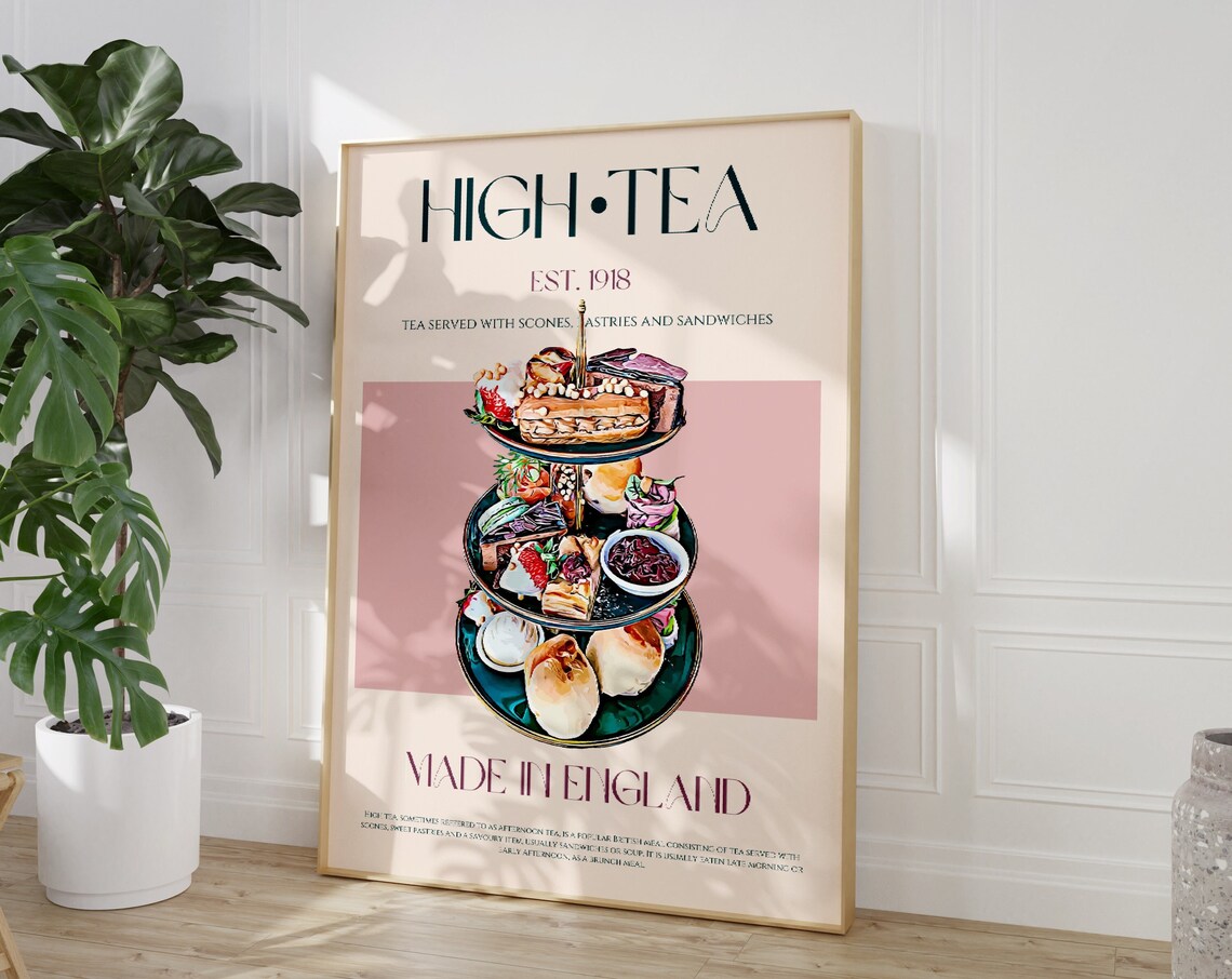 High Tea Vintage Poster, Modern Kitchen Decor