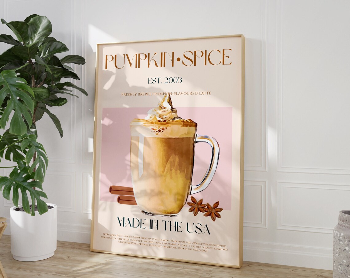 Pumpkin Spice Latte Mid-Century Modern Art Print