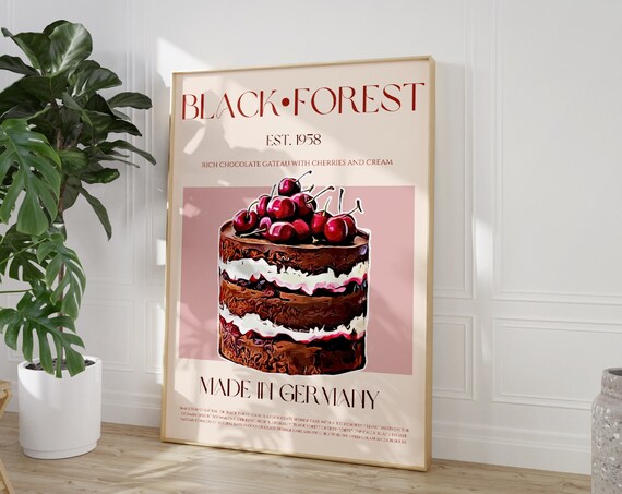 Black Forest Gateau Retro Mid Century Dessert Poster