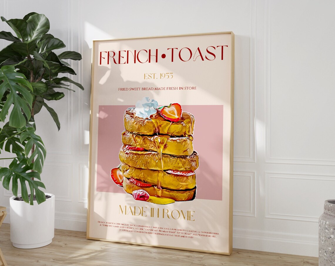 French Toast Art Print, Mid-Century Kitchen Decor
