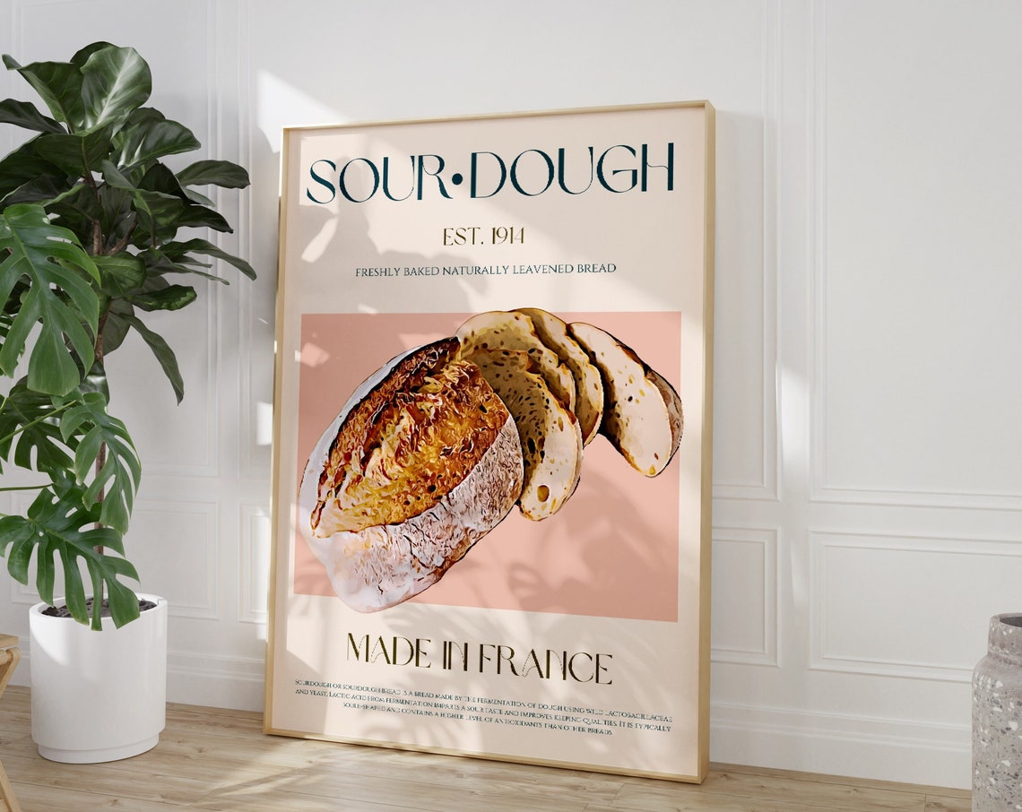 Sourdough Bread Vintage Est 1914 Made in France Kitchen Art Poster