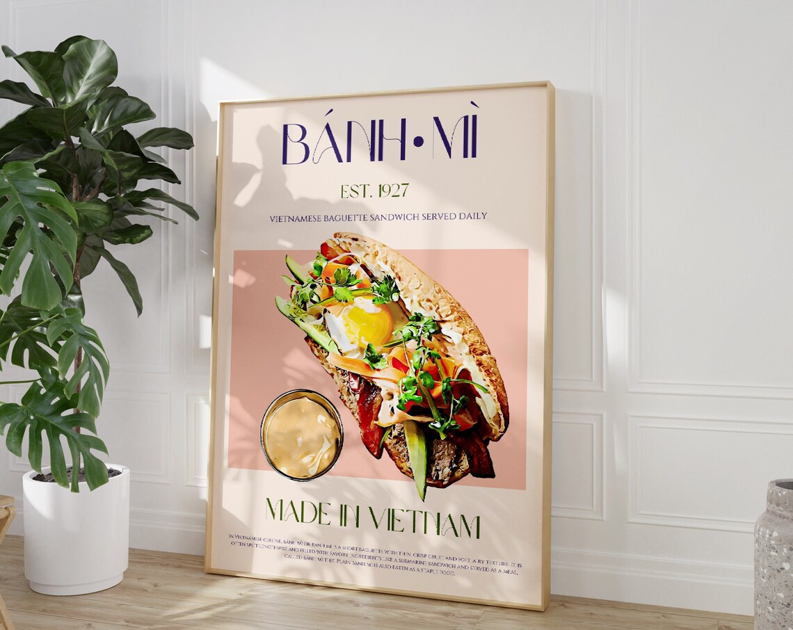 Bnh M Print Art, Mid-Century Vintage Poster