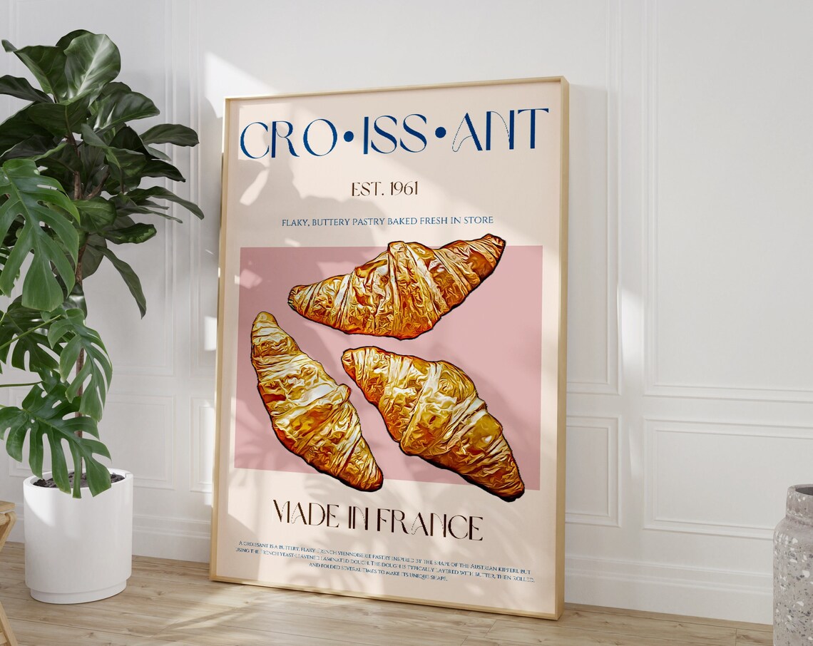Croissant Poster, Modern Kitchen Art Print