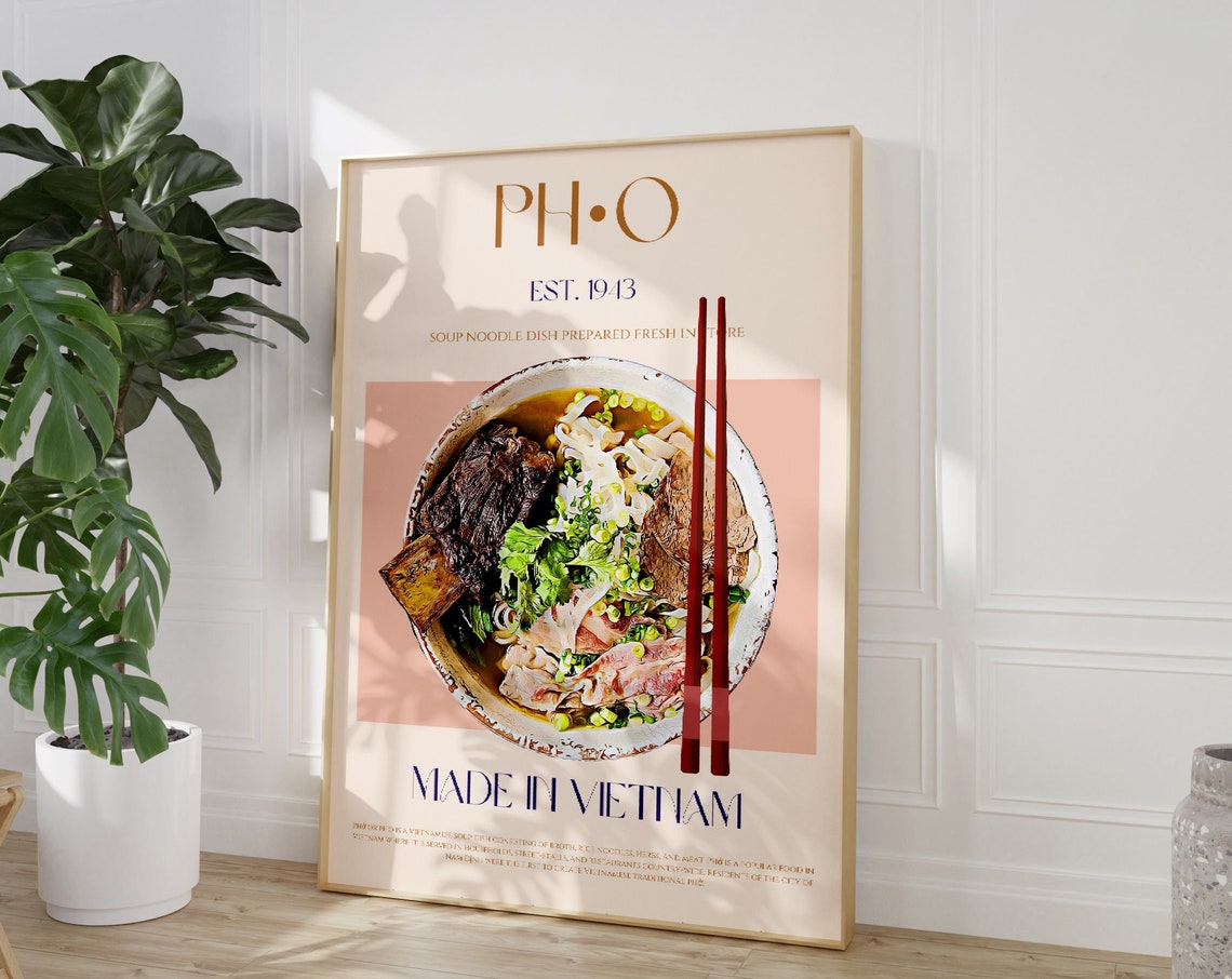 Pho Soup Noodle Bowl Est 1943 Vietnamese Kitchen Food Poster