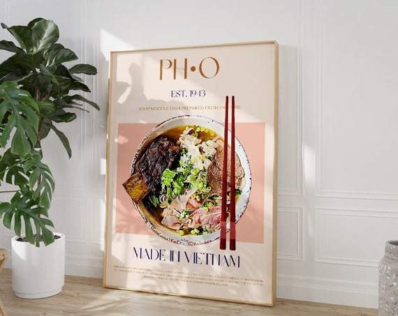 Pho Print Large Art Mid Century Modern Exhibition Poster Retro Wall Vintage Restaurant