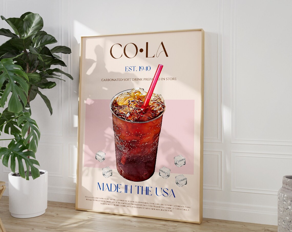 Cola Print Art, Mid-Century Modern Retro Poster