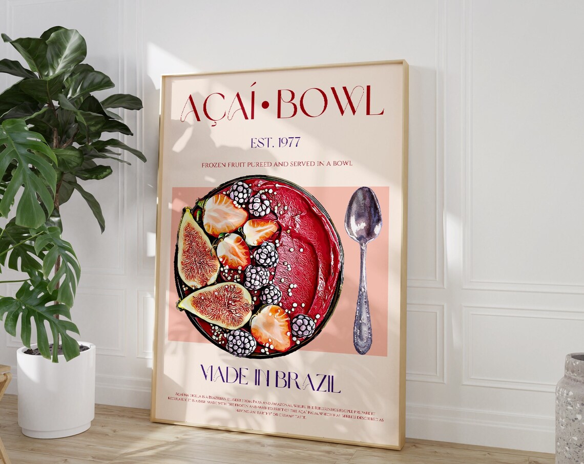 Aa Bowl Print, Mid Century Modern Kitchen Art
