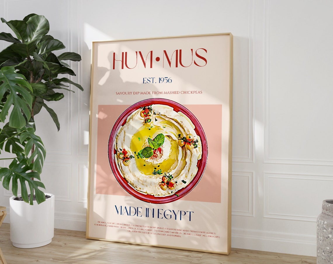 Hummus Middle Eastern Chickpea Dip Egyptian Exhibition Kitchen Poster