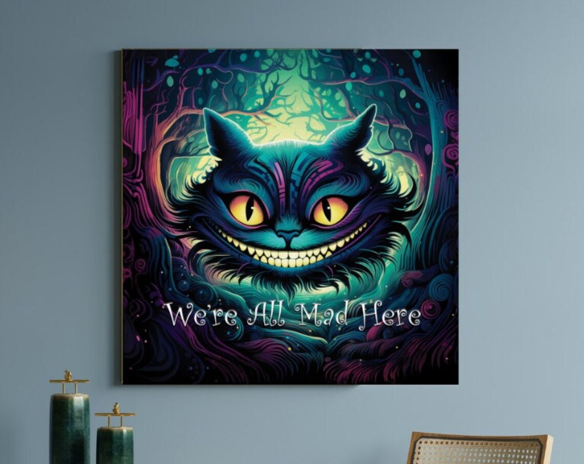 Alice In Wonderland Cheshire Cat Art Print, Psychedelic