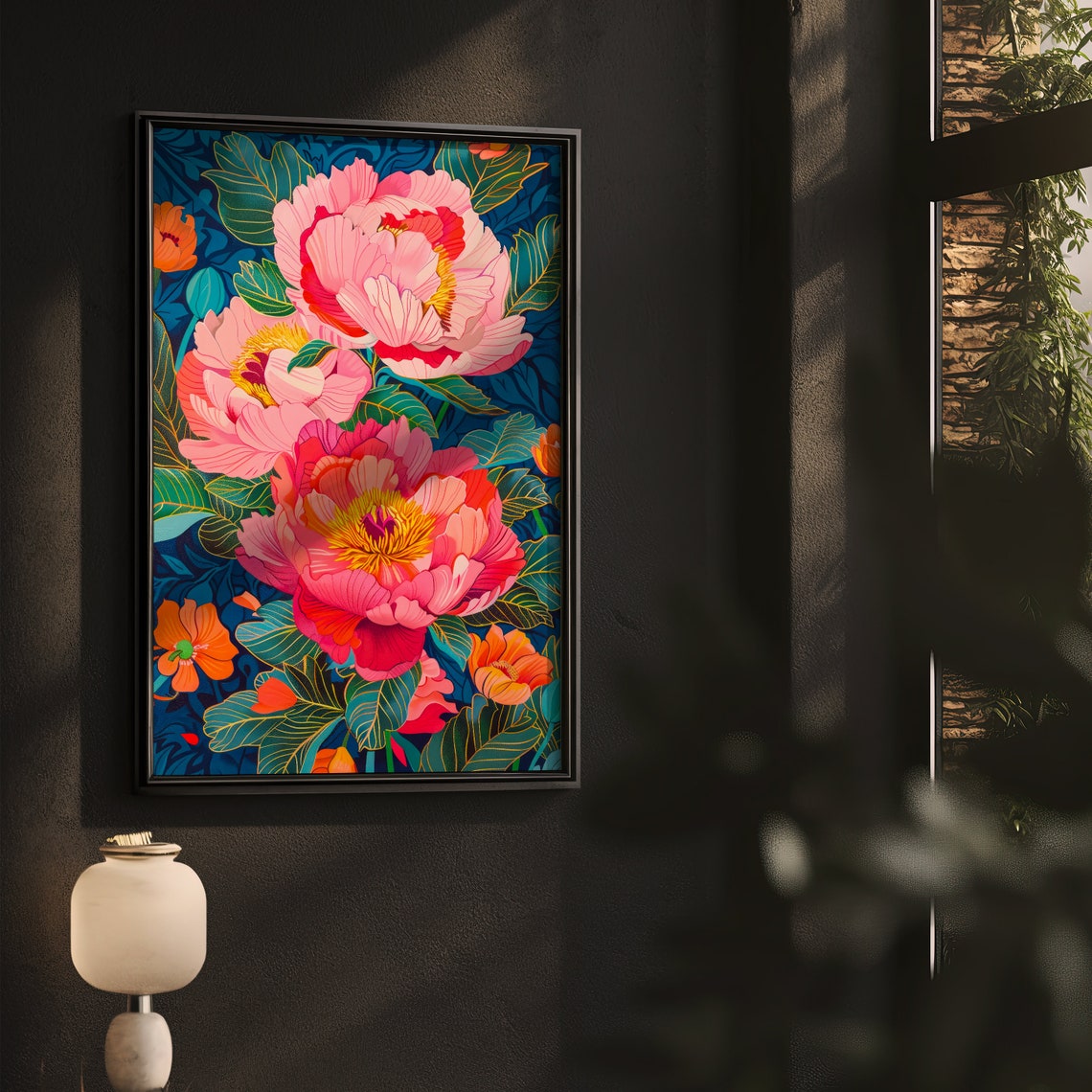 Matisse Style Open Window Roses Mountain Coast View Art Print - Image 2