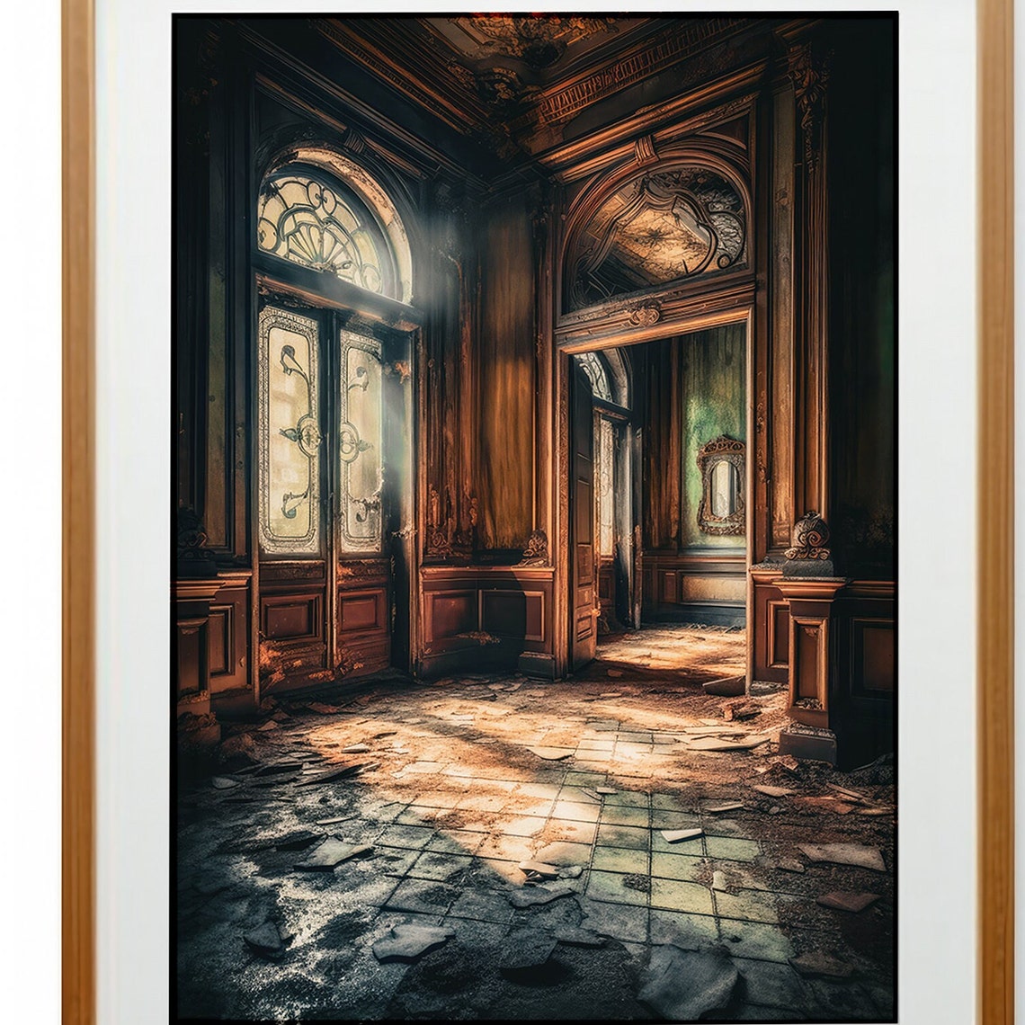 Abandoned Ornate Mansion Interior Dark Spooky Haunted Wall Art - Image 3