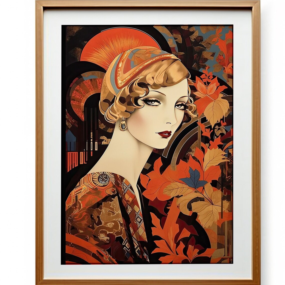 Art Deco Woman With Autumn Leaves in a Classic 1920s Glamour Poster - Image 3