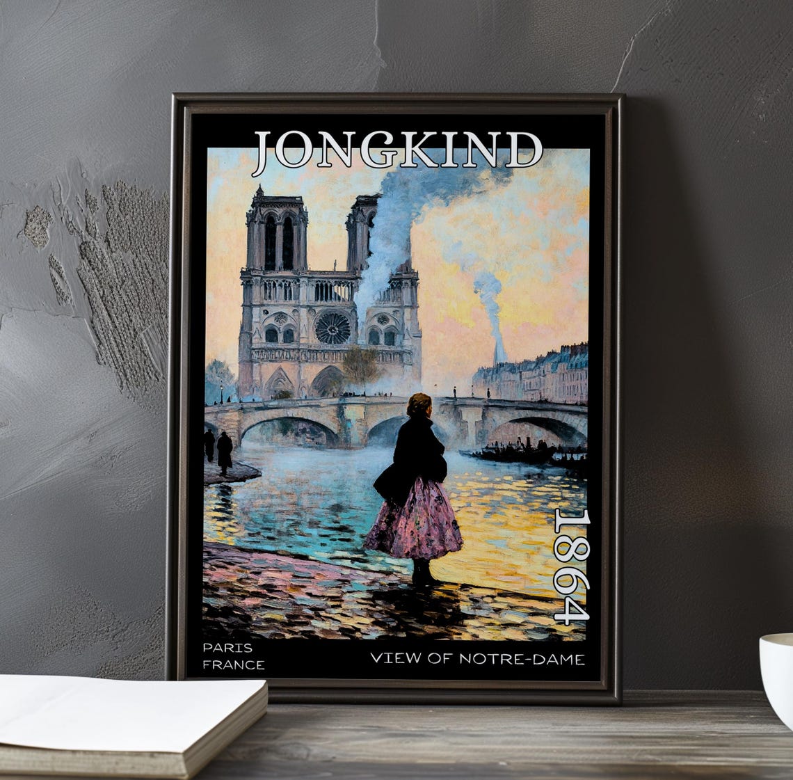 Jongkind Notre-Dame Bridge Scene in Soft Pastel Colors Poster