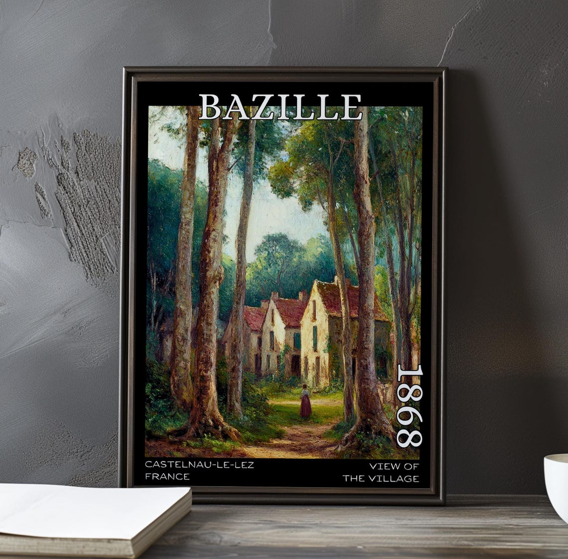 View Of The Village 1868 Frdric Bazille Print Poster French Impressionist Countryside Plein Air Rural Scene 19th Century Art Decor