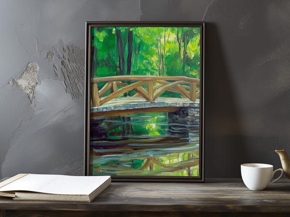 Bridge Reflections On A River Armand Guillaumin Inspired Poster Art Print Large Wall Decor Impressionism Prints Posters