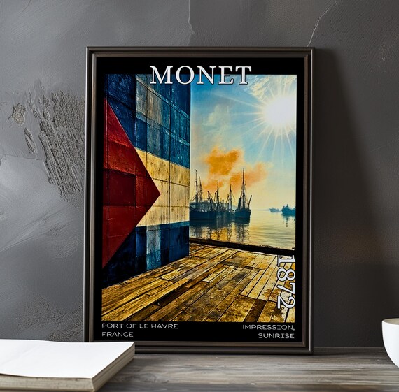 Monet 1872 Ship Hull Sunrise Over Le Havre Harbor Tall Ships Poster