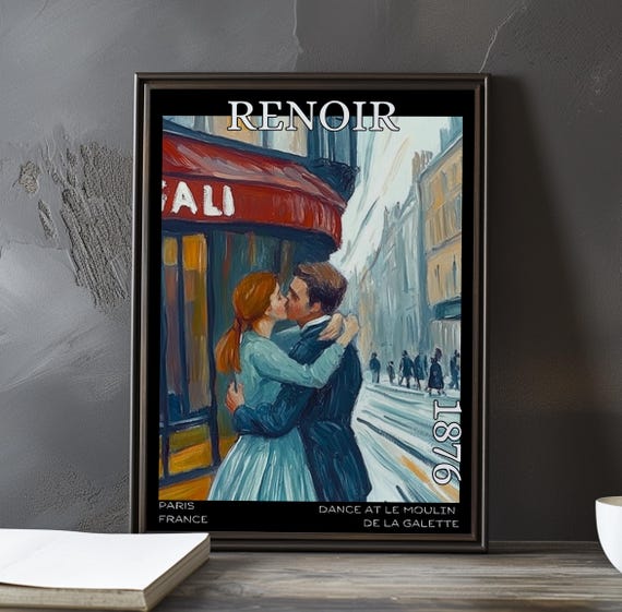 Dance At Le Moulin De La Galette 1876 Pierreauguste Renoir Print Poster French Impressionism Paris Social Life Montmartre Decor Art