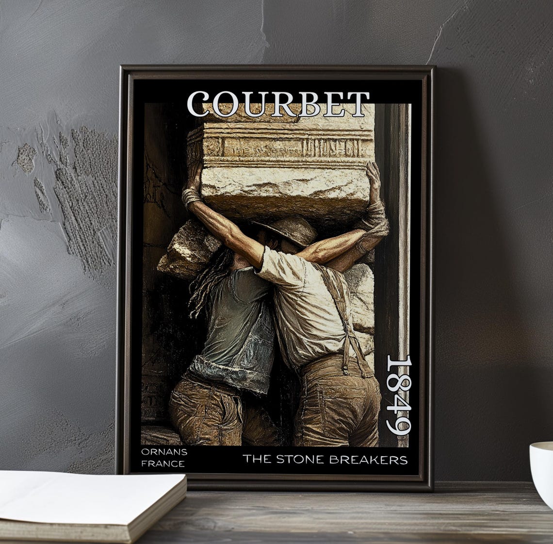 The Stone Breakers Workers Lifting Lintel 1849 Courbet Poster