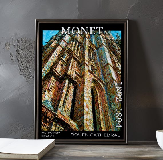 Rouen Cathedral 18921894 Claude Monet Print Poster Impressionism Post Impressionist Church Facade Gothic Light Study Series Art Decor