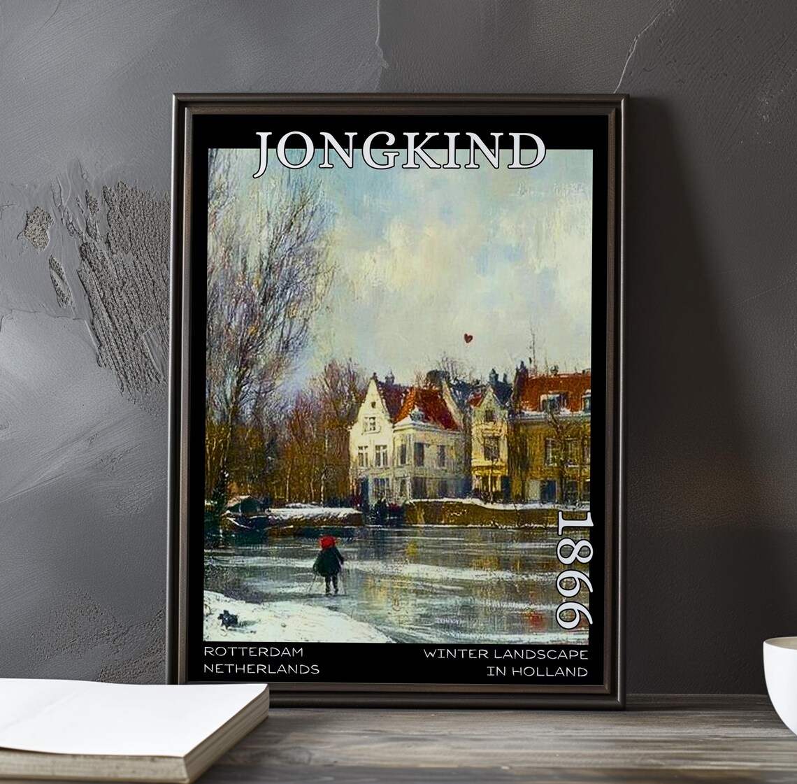 Johan Jongkind Child Skating on the Canal 1866 Winter Poster