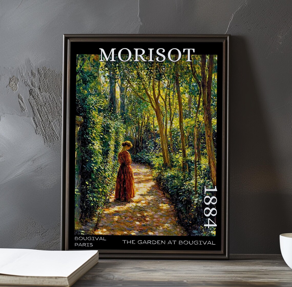 Morisot The Garden at Bougival 1884 Woman in Red on the Path Poster