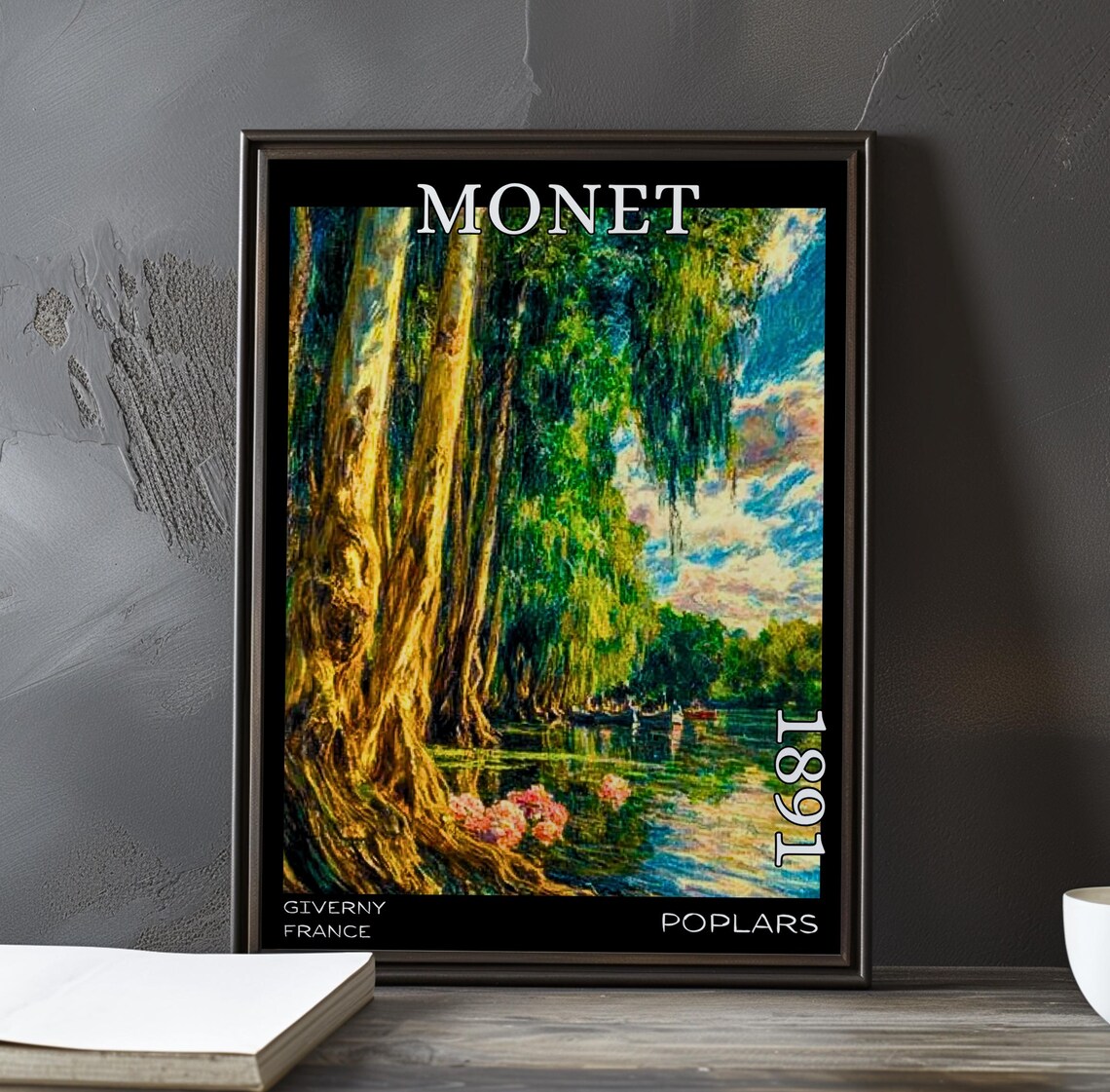 Monet 1891 Gnarled Golden Poplars and Willows by the River Poster