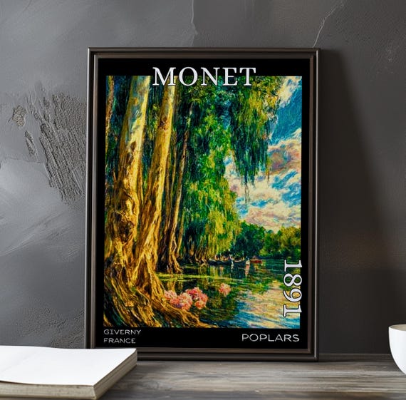 Poplars 1891 Claude Monet Print Poster Impressionism Post Impressionist Trees French River Landscape Seasonal Color Study Art Decor