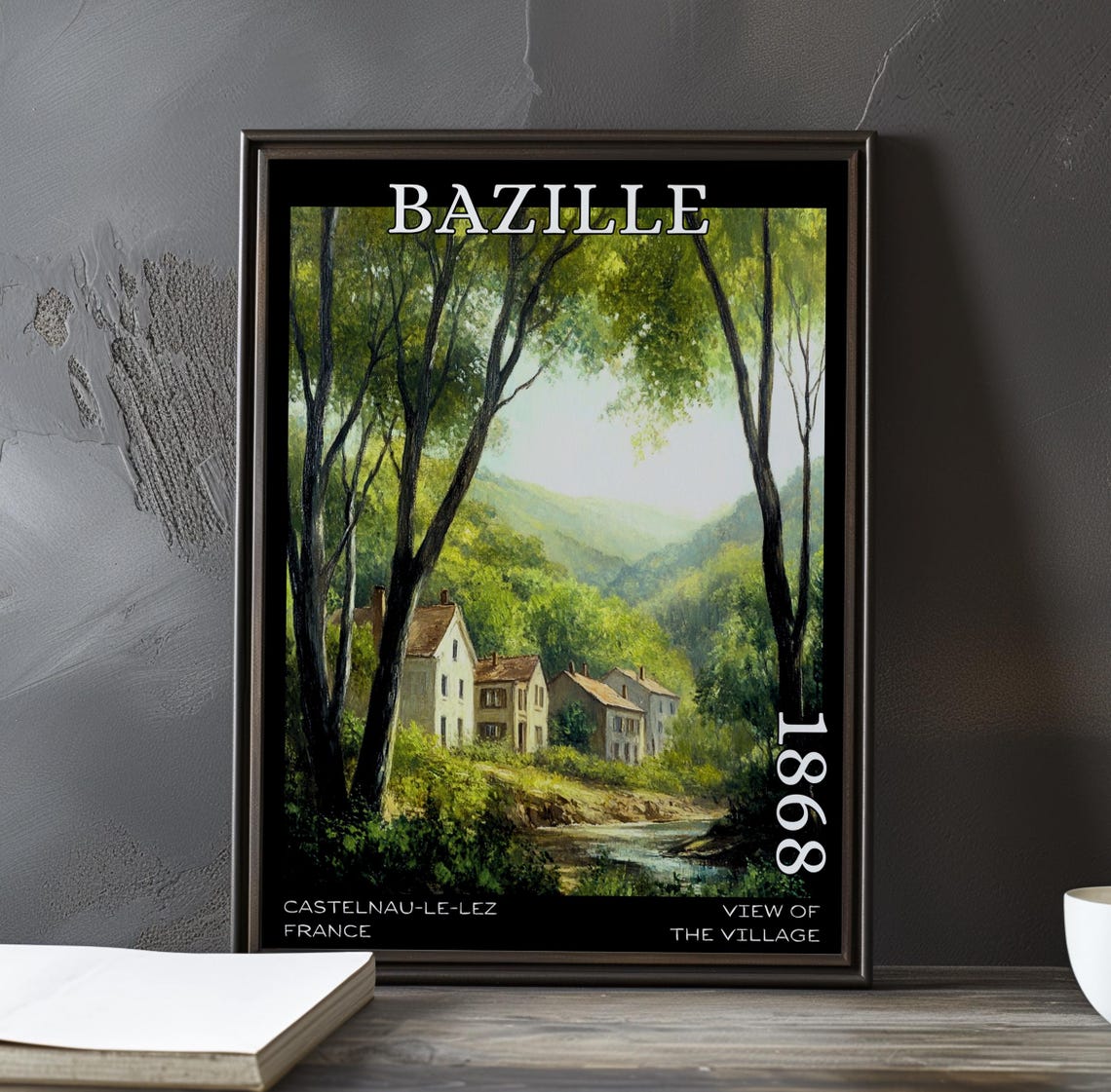 View Of The Village 1868 Frdric Bazille Print Poster French Impressionist Countryside Plein Air Rural Scene 19th Century Art Decor